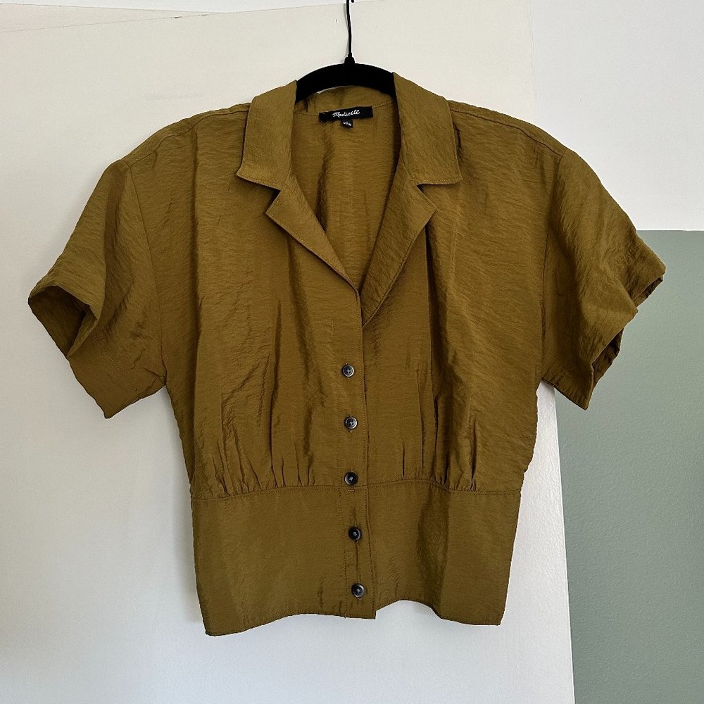 Madewell Drapey Banded Bottom Button-Up Top
